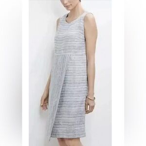 Pure Jill 100% Linen Faux Wrap Shift Dress Gray Lagenlook Sleeveless Size XL
